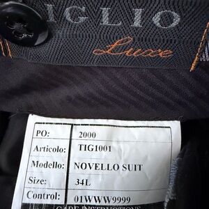 Tiglio Luxe Novello Black Wool Dress Pants Slacks Men’s 34L Modern Fit Ital